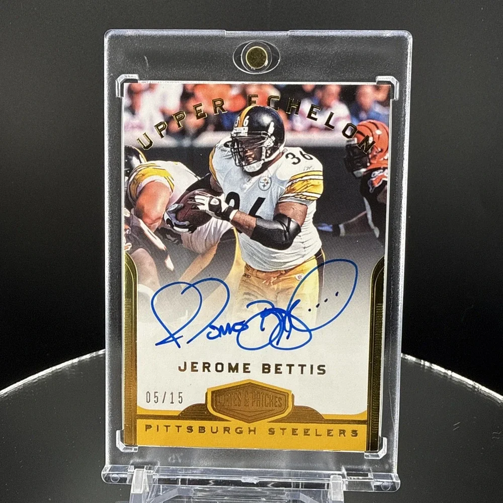 2018 Panini Upper Echelon Gold On Card Autograph Steelers Jerome Bettis  05/15
